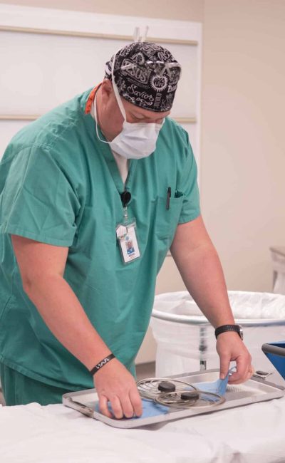 doctor getting ready
